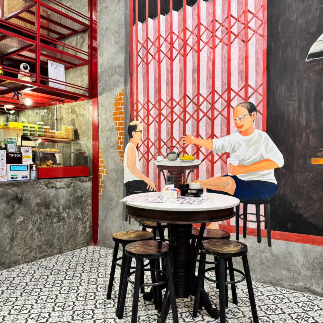 ภาพเพ้นท์ผนังจำลองบรรยากาศร้านน้ำเต้าหู้แบบดั้งเดิม